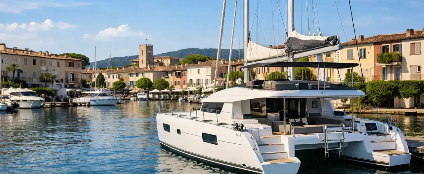 Location catamaran départ Port Grimaud